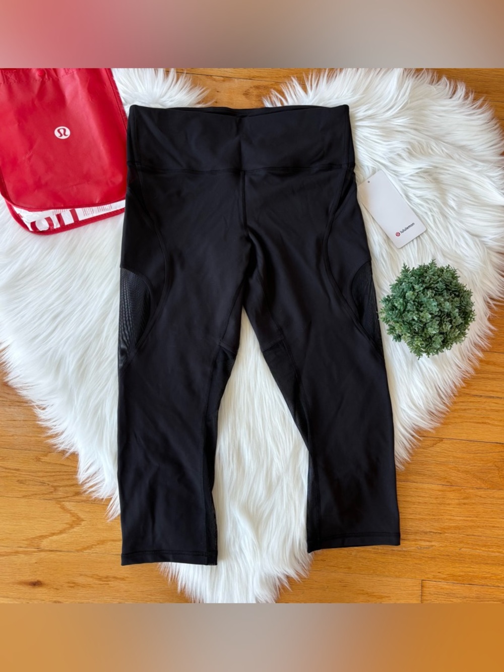 Lululemon Wunder Train Black Mesh Panel Leggings